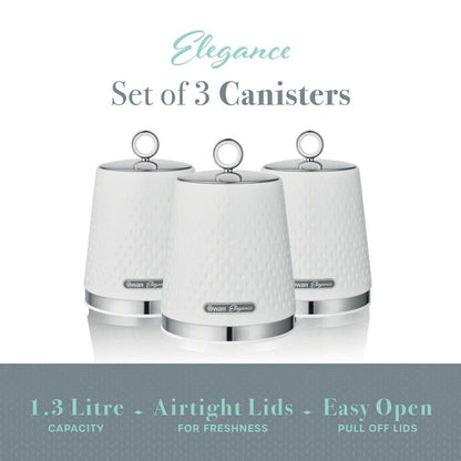 Swan Elegance Bread Bin & Canisters Kitchen Storage Set (White) - Vibe Home