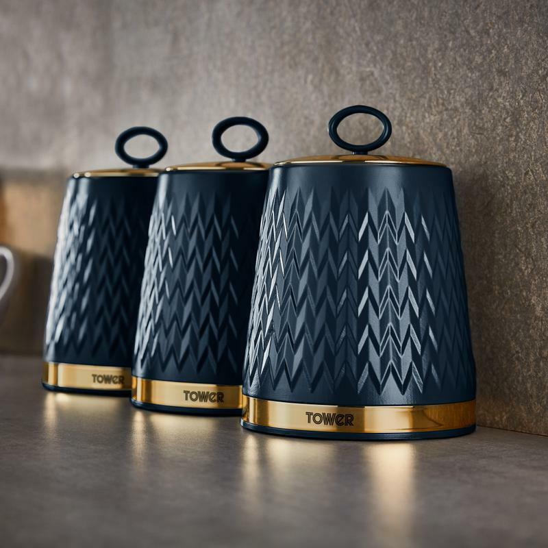 Tower Empire Roll Top Bread Bin & Canister Kitchen Storage Set (Midnight Blue) - Vibe Home