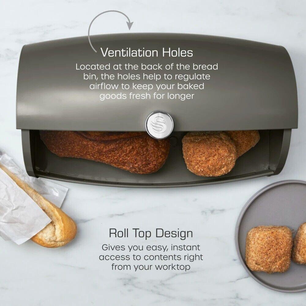 Swan Townhouse Bread Bin & Canisters Kitchen Storage Set (Graphite Grey) - Vibe Home