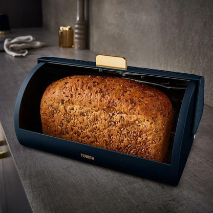 Tower Empire Roll Top Bread Bin & Canister Kitchen Storage Set (Midnight Blue) - Vibe Home