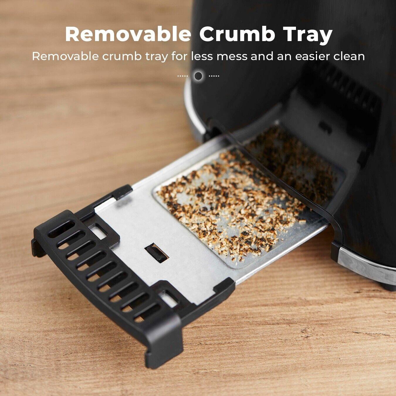 Tower Sonar Kettle, 2 Slice Toaster, Bread Bin & Canisters Kitchen Set (Black) - Vibe Home