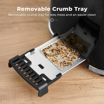 Tower Sonar Kettle, 2 Slice Toaster, Bread Bin & Canisters Kitchen Set (Black) - Vibe Home