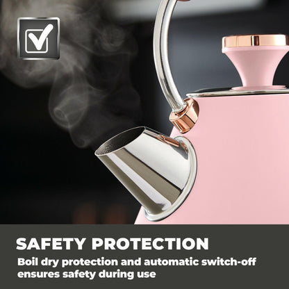 Tower Cavaletto Pyramid Kettle & 2 Slice Toaster Kitchen Set (Pink) - Vibe Home