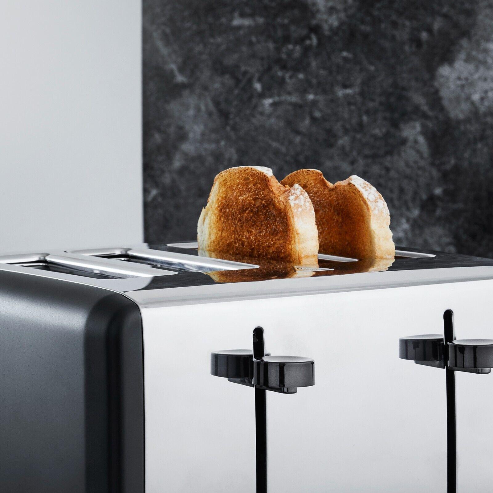 Tower Sera Kettle, 4 Slice Toaster, Bread Bin, Canister Kitchen Set (Black) - Vibe Home