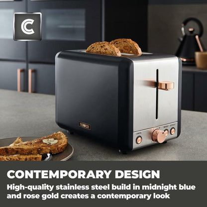 Tower Cavaletto Pyramid Kettle & 2 Slice Toaster Kitchen Set (Black) - Vibe Home