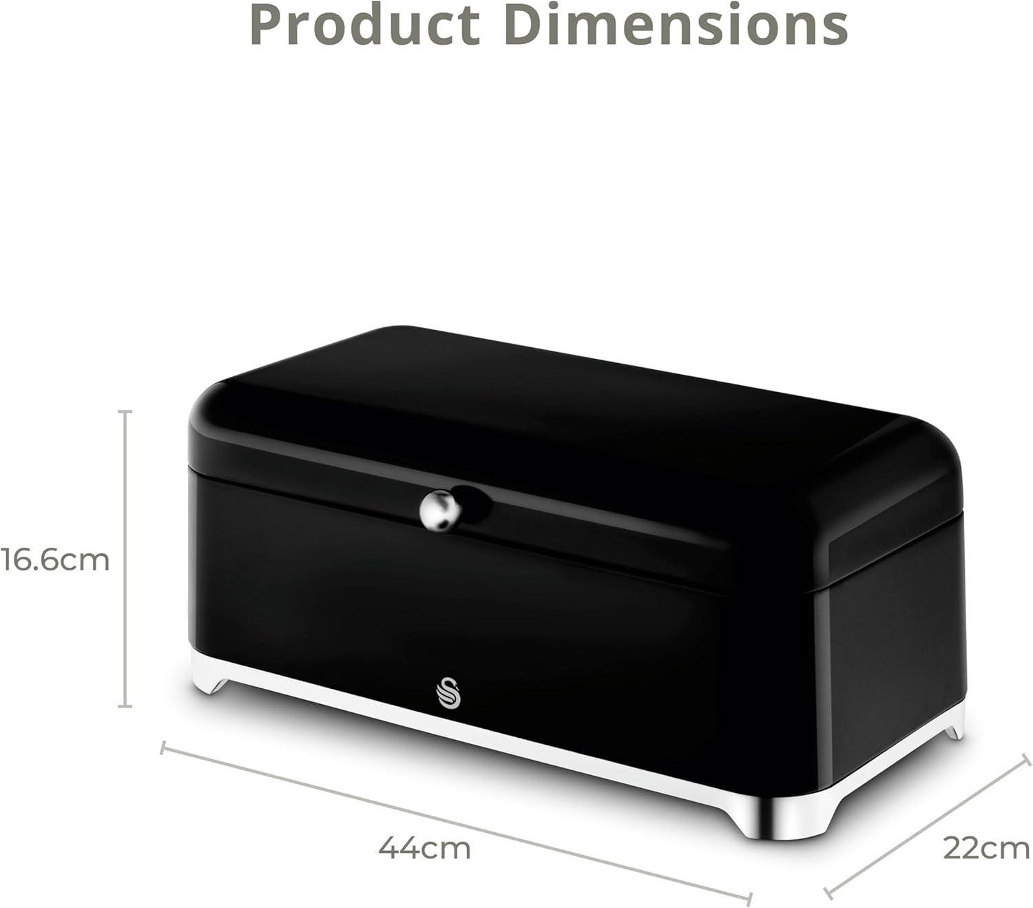 Swan Solace Bread Bin & Canisters Kitchen Storage Set (Black) - Vibe Home