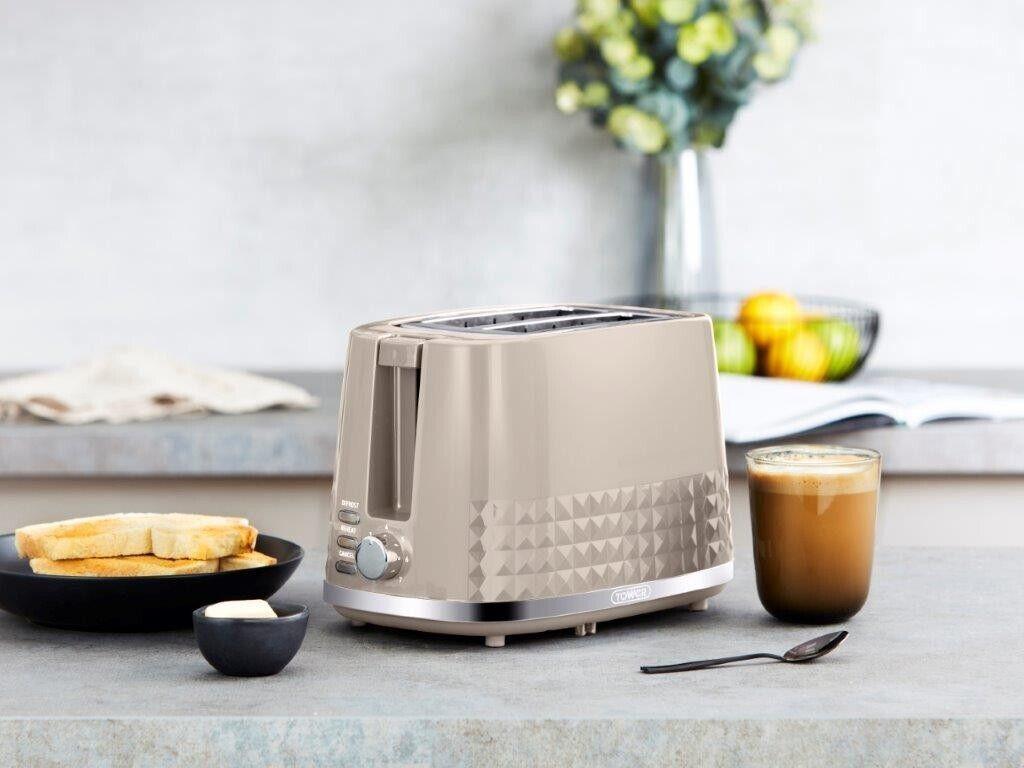 Tower Solitaire Kettle & 2 Slice Toaster Kitchen Set (Latte) - Vibe Home
