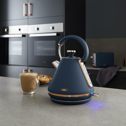 Tower Cavaletto Pyramid Kettle, 2 Slice Toaster & Canisters Kitchen Set (Midnight Blue) - Vibe Home