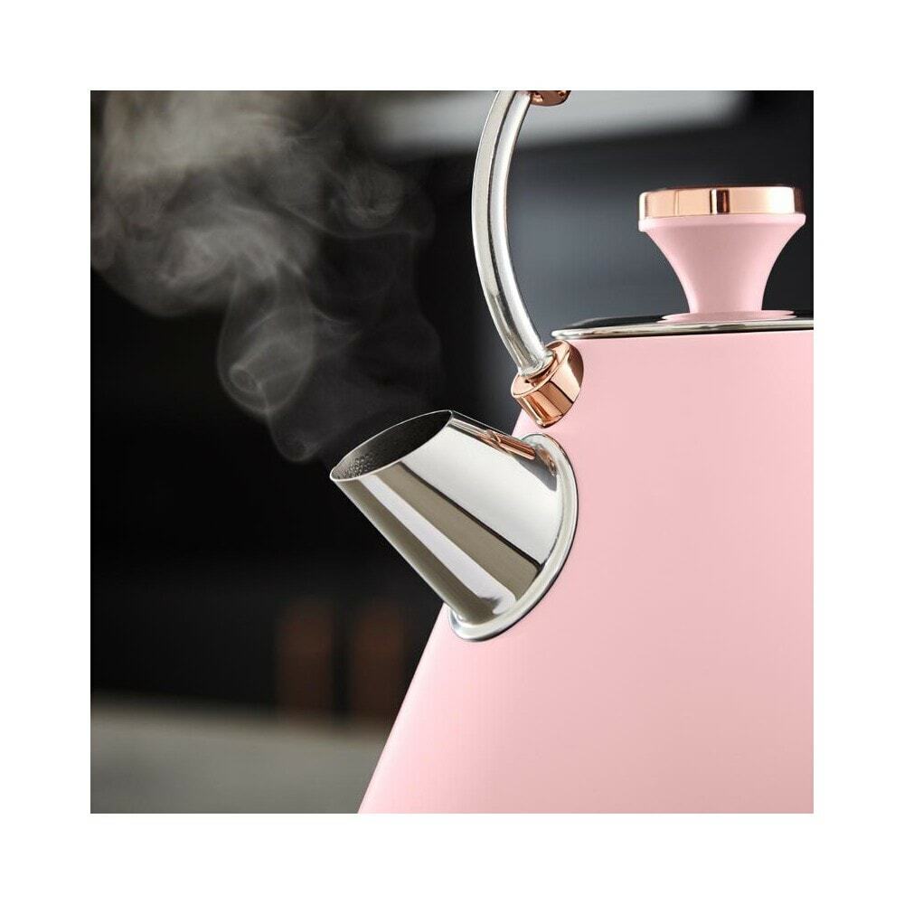 Tower Cavaletto Pyramid Kettle, 4 Slice Toaster & Canister Kitchen Set (Pink) - Vibe Home