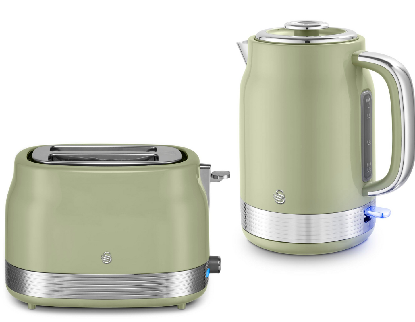 Swan Retro Jug Kettle & 2 Slice Toaster Kitchen Set (Green) - Vibe Home