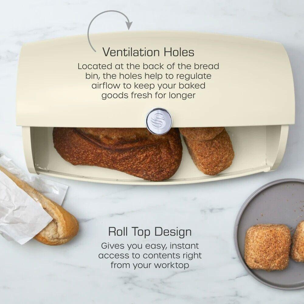 Swan Townhouse Bread Bin & Canisters Kitchen Storage Set (Cream) - Vibe Home