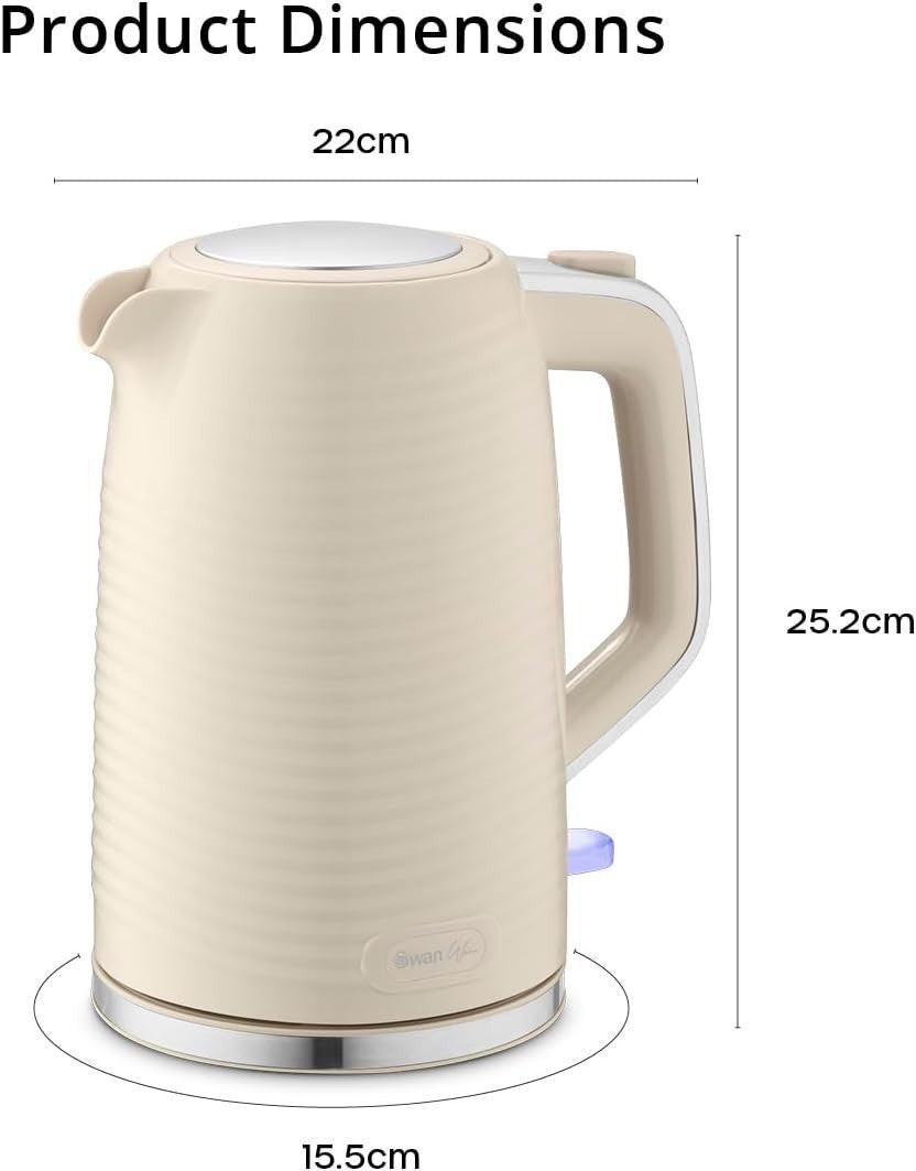 Swan Wave Kettle & 2 Slice Toaster Kitchen Set (Cream) - Vibe Home