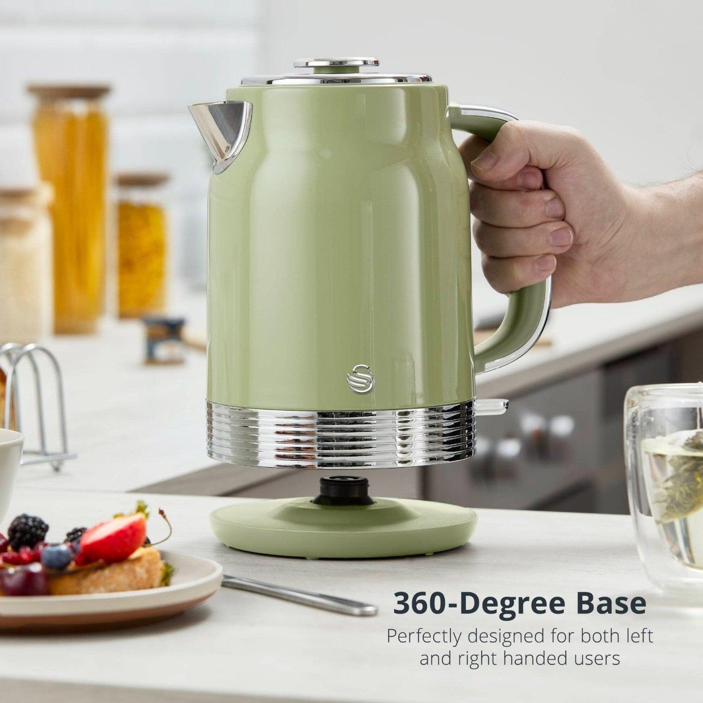 Swan Retro Jug Kettle & 2 Slice Toaster Kitchen Set (Green) - Vibe Home
