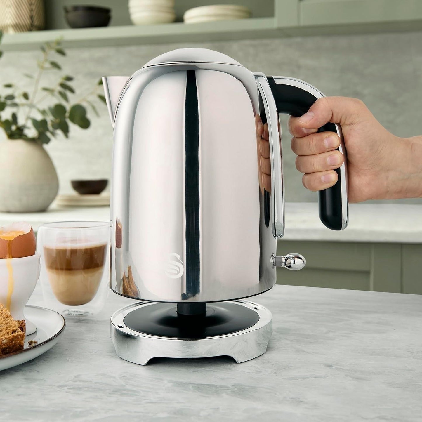 Swan Solace Kettle & 2 Slice Toaster Kitchen Set Silver (Stainless Steel) - Vibe Home