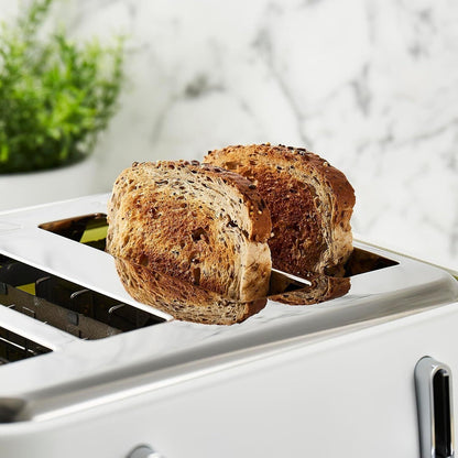 Swan Serenity Kettle, 4 Slice Toaster, Bread Bin & Canisters Kitchen Set (White) - Vibe Home