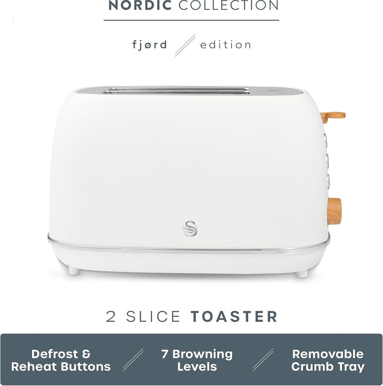 Swan Fjord Kettle & 2 Slice Toaster Kitchen Set (White) - Vibe Home