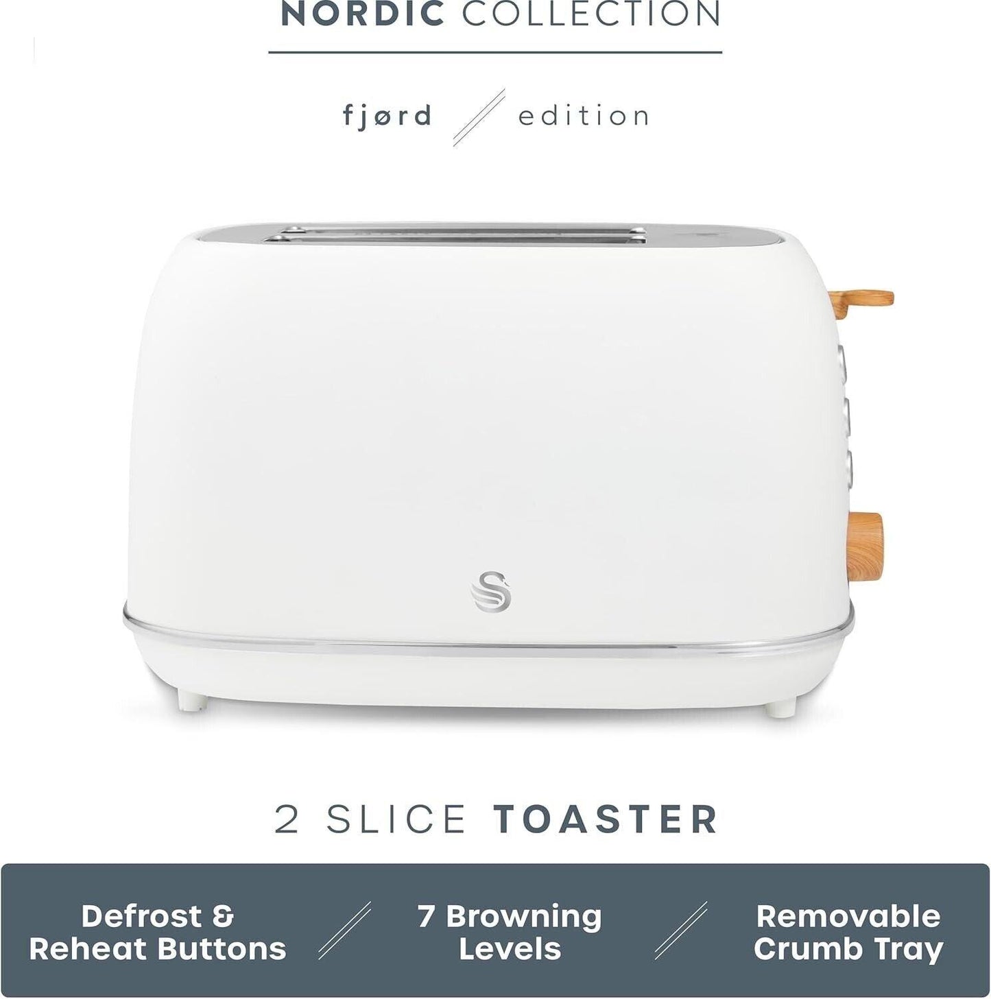 Swan Fjord Kettle & 2 Slice Toaster Kitchen Set (White) - Vibe Home