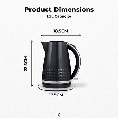 Tower Solitaire Kettle, 2 Slice Toaster, Bread Bin & Canisters Kitchen Set (Black) - Vibe Home