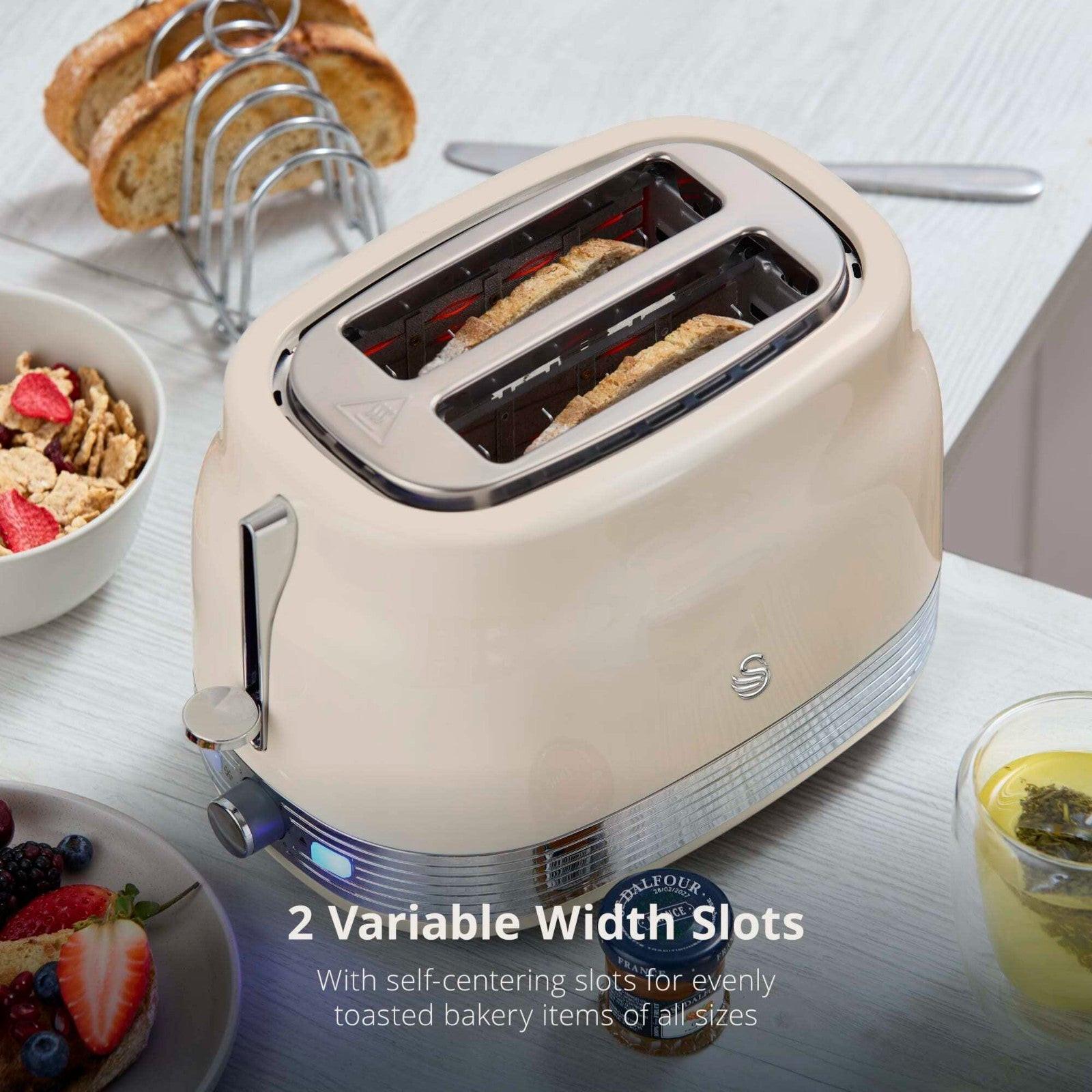 Swan Retro Jug Kettle & 2 Slice Toaster Kitchen Set (Chantilly Cream) - Vibe Home