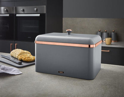 Tower Cavaletto Pyramid Kettle, Toaster, Bread Bin, Canisters Kitchen Set (Grey) - Vibe Home