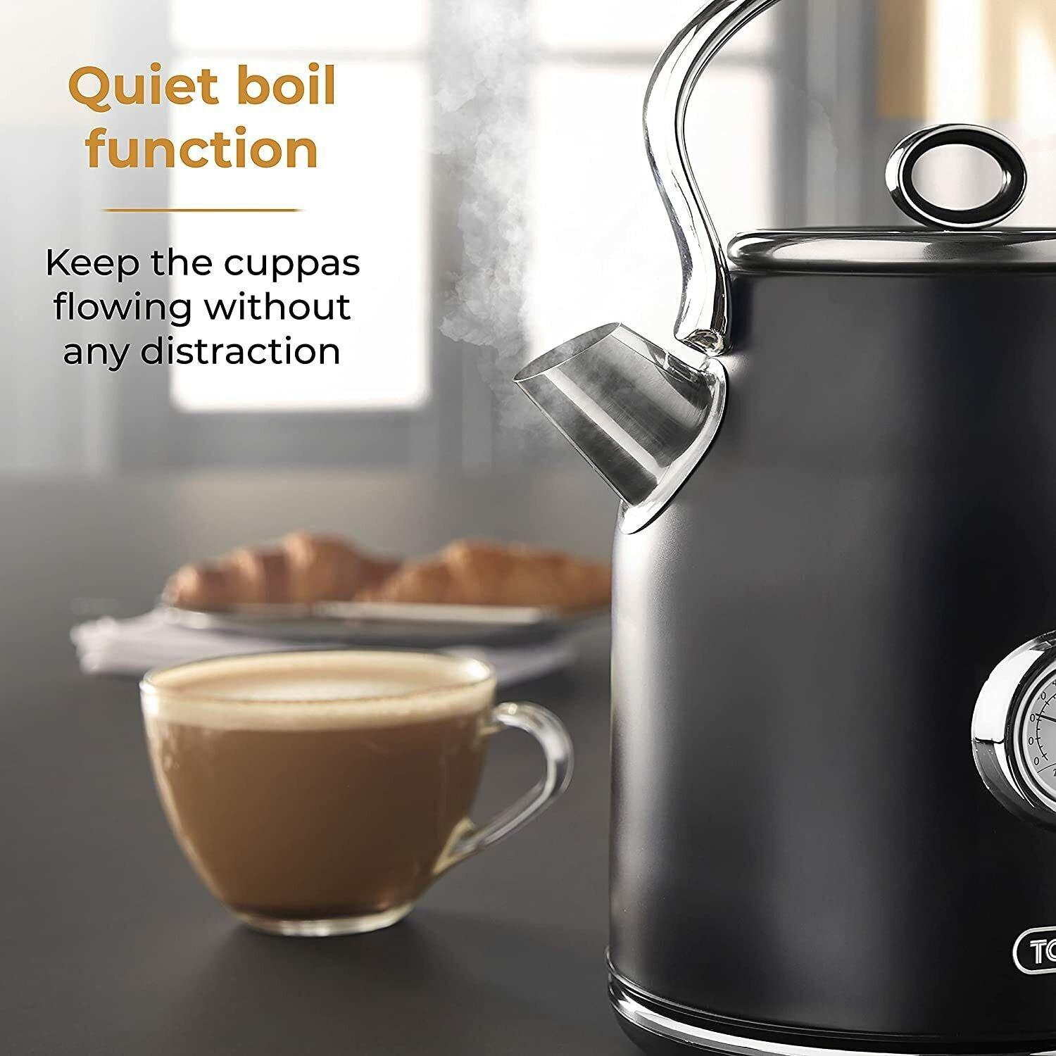 Tower Renaissance Kettle & 4 Slice Toaster Kitchen Set (Black) - Vibe Home