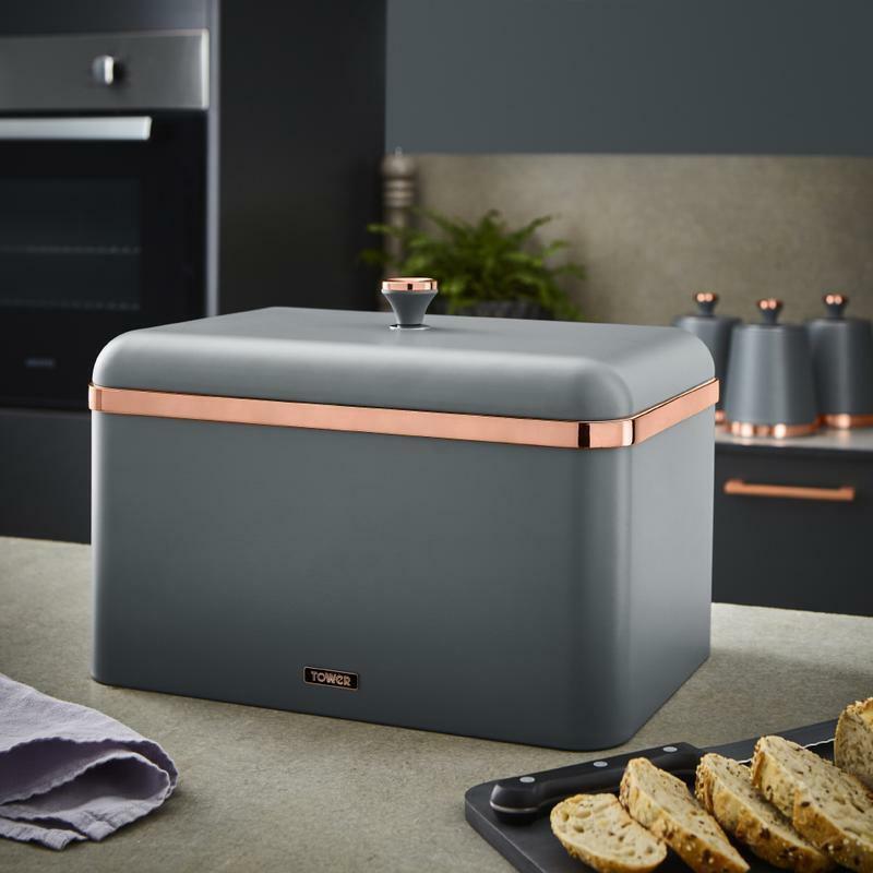 Tower Cavaletto Bread Bin & Canisters Kitchen Storage Set (Grey) - Vibe Home