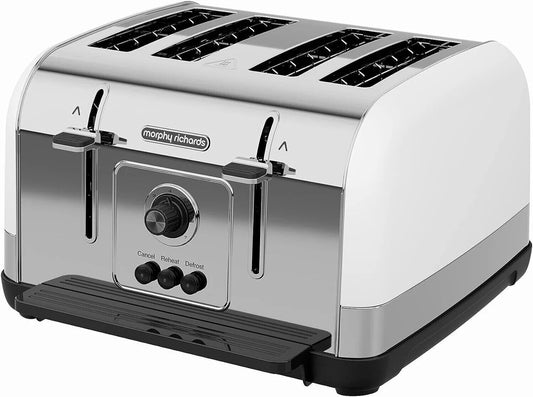 Morphy Richards White 4 Slice Toaster Wide Slots Venture 240134