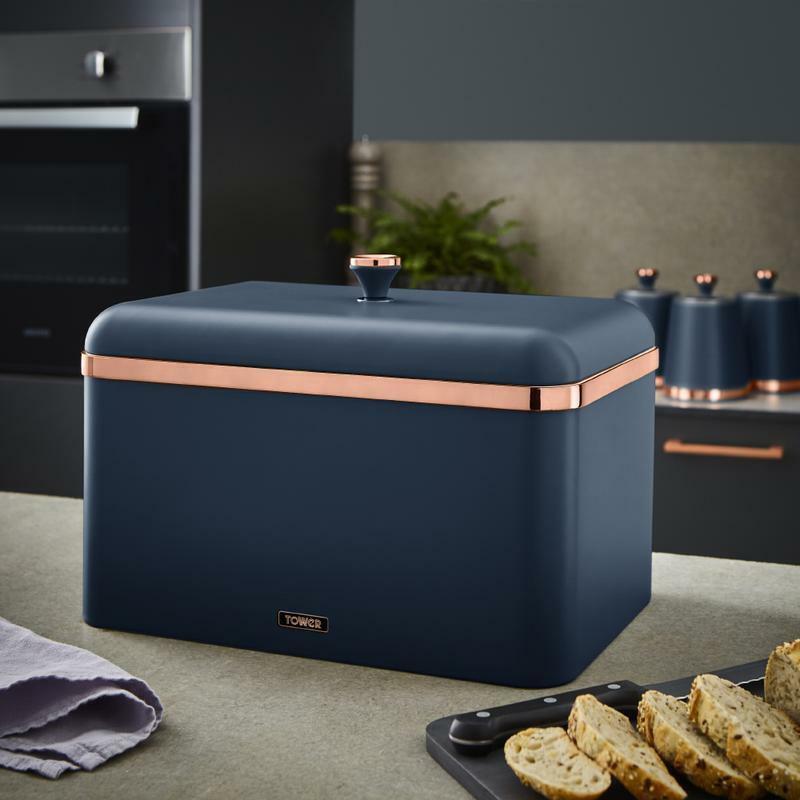 Tower Cavaletto Bread Bin & Canister Storage Kitchen Storage Set (Midnight Blue) - Vibe Home