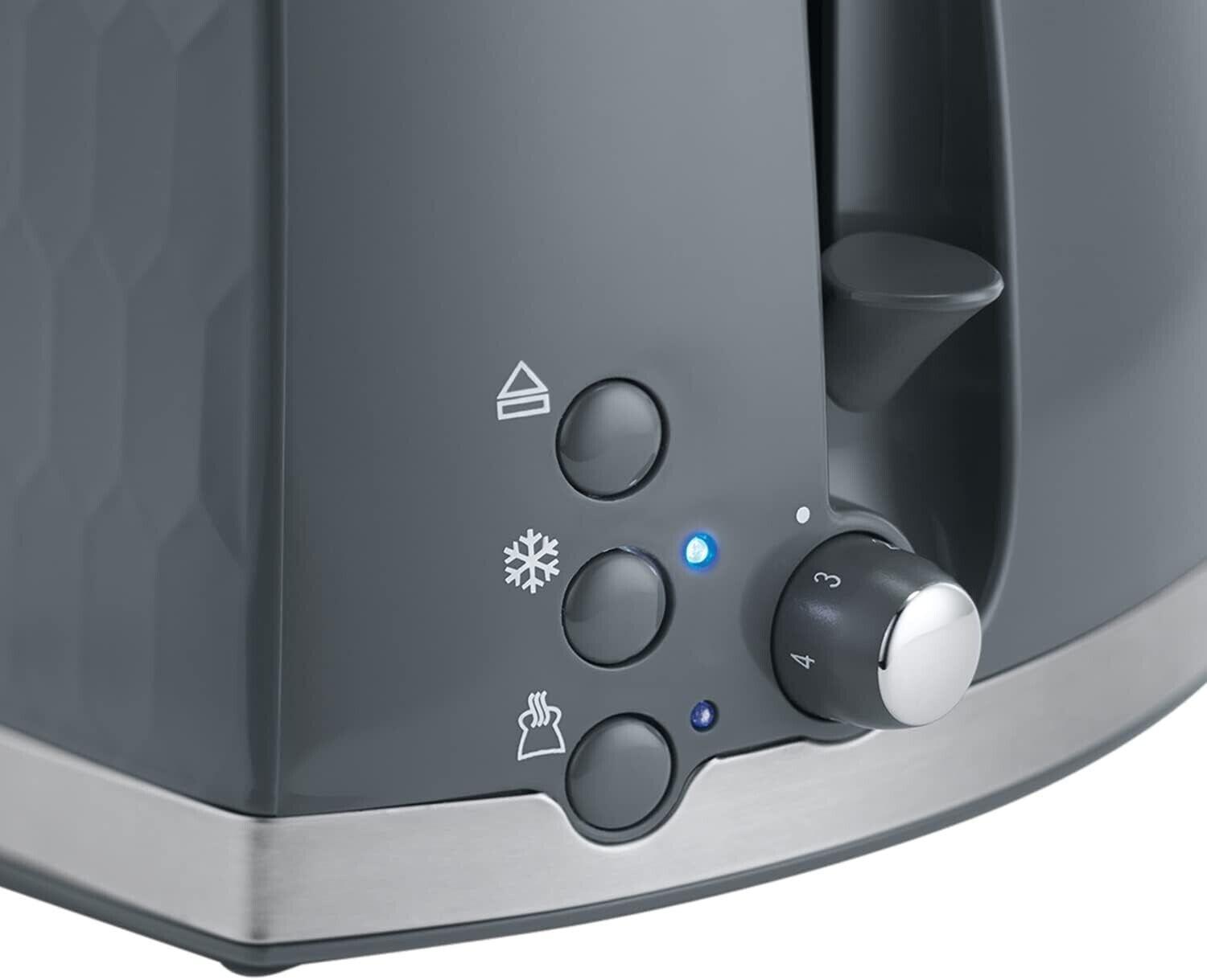 Russell Hobbs Honeycomb Kettle & 2 Slice Toaster Kitchen Set (Grey) - Vibe Home