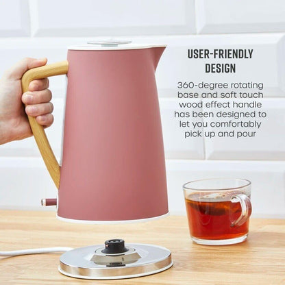 Swan Nordic Kettle, 4 Slice Toaster, Bread Bin, Canisters Kitchen Set (Fuchsia Rose) - Vibe Home