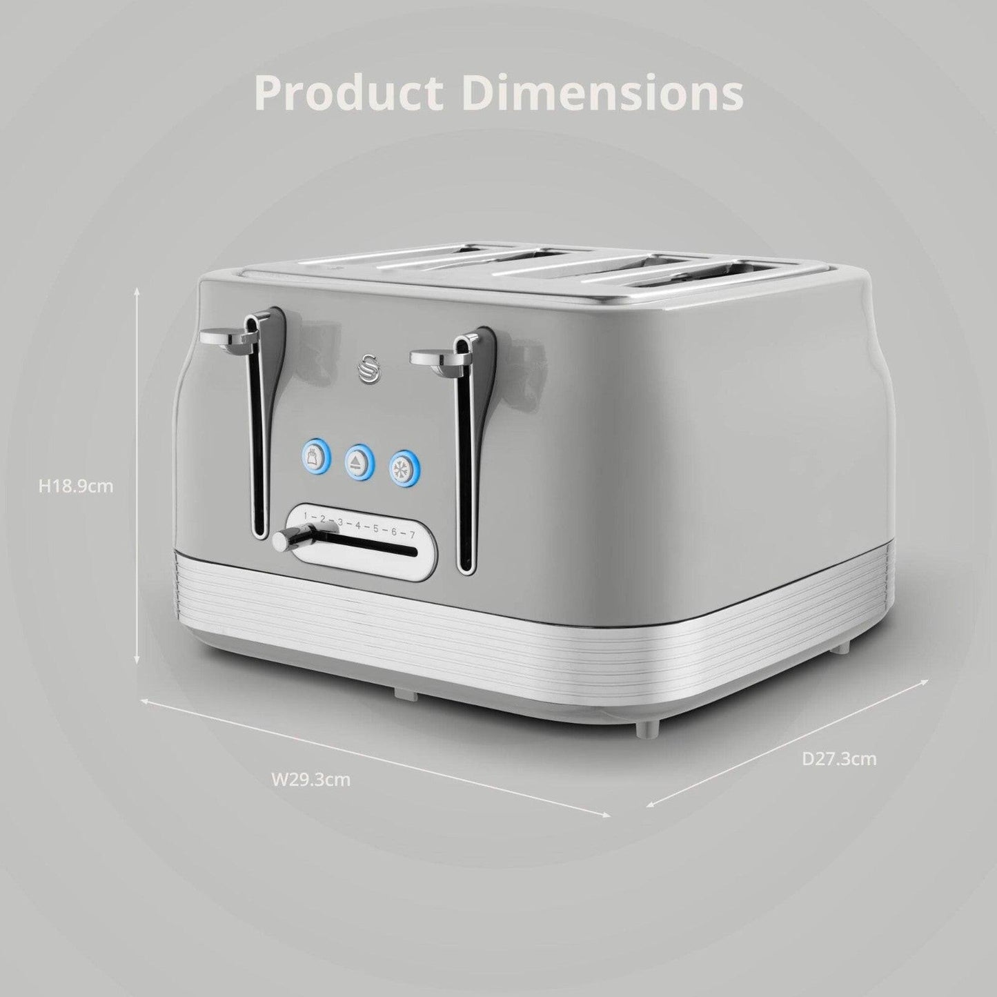 Swan Retro Jug Kettle, 4 Slice Toaster, Bread Bin & Canisters Kitchen Set (Grey) - Vibe Home