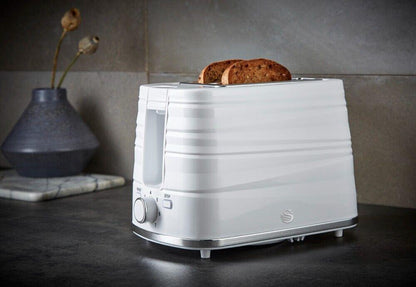Swan Symphony Kettle & 2 Slice Toaster Kitchen Set (White) - Vibe Home