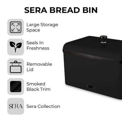 Tower Sera Kettle, 4 Slice Toaster, Bread Bin, Canister Kitchen Set (Black) - Vibe Home