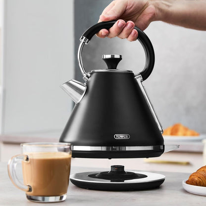 Tower Mirage Digital Pyramid Kettle & 2 Slice Toaster Kitchen Set (Black) - Vibe Home