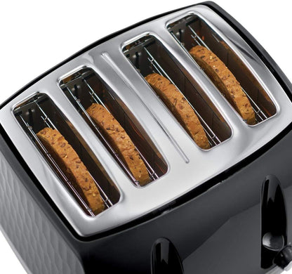 Russell Hobbs Honeycomb Kettle & 4 Slice Toaster Kitchen Set (Black) - Vibe Home