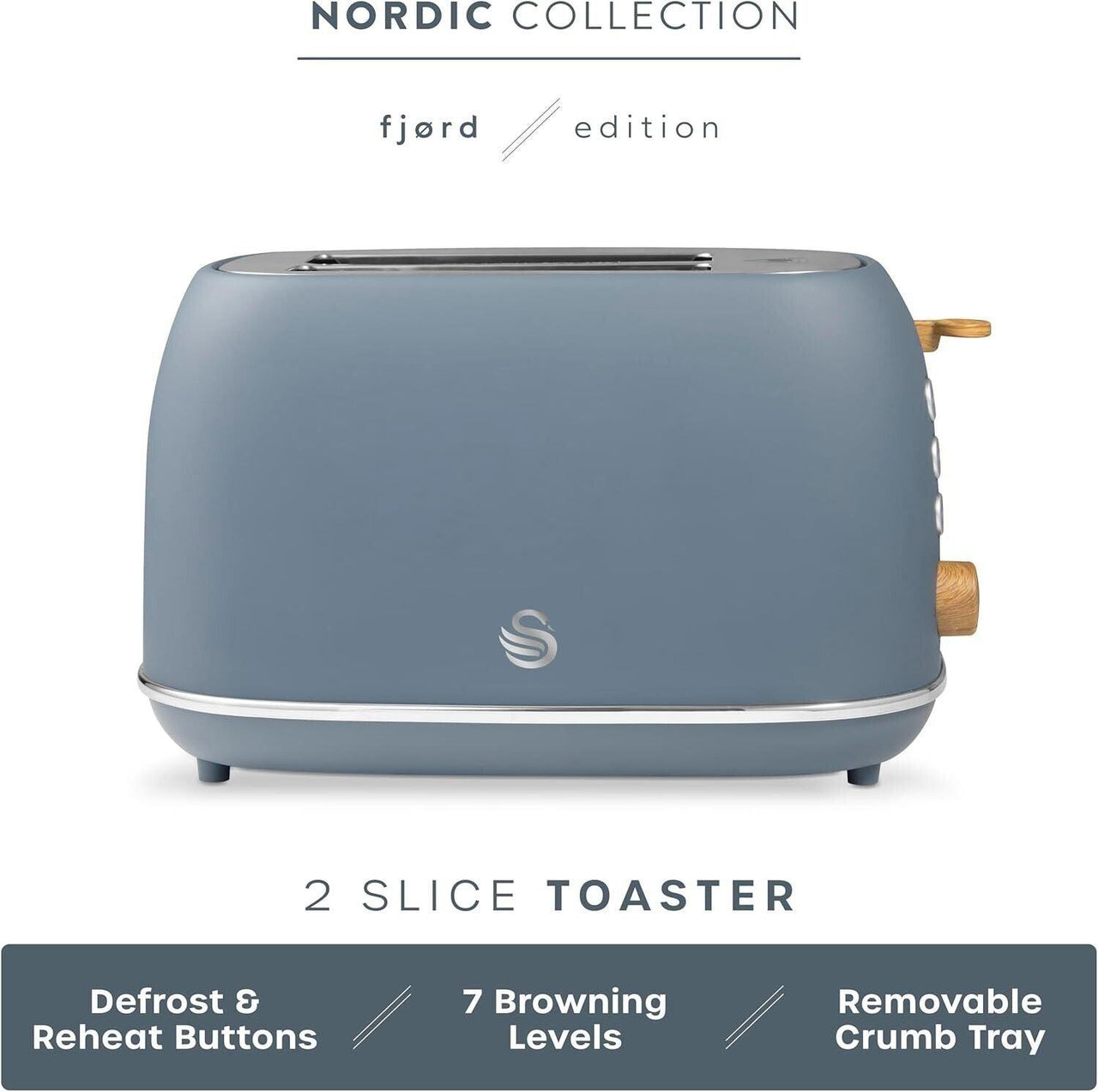 Swan Fjord Kettle & 2 Slice Toaster Kitchen Set (Grey) - Vibe Home