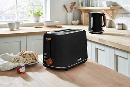Tower Scandi Kettle & 2 Slice Toaster Kitchen Set (Black) - Vibe Home