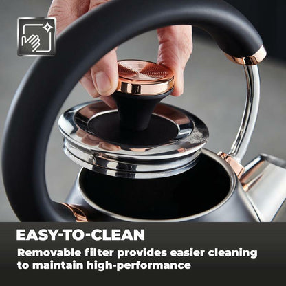 Tower Cavaletto Pyramid Kettle, 2 Slice Toaster, Canisters, Bread Bin Kitchen Set (Black) - Vibe Home