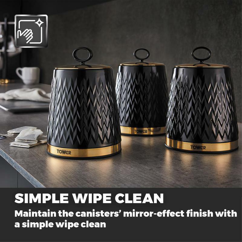 Tower Empire Bread Bin & Canisters Kitchen Storage Set (Black) - Vibe Home