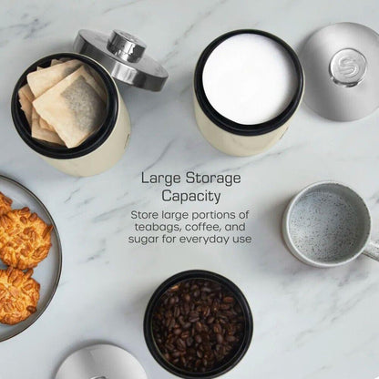 Swan Townhouse Bread Bin & Canisters Kitchen Storage Set (Cream) - Vibe Home