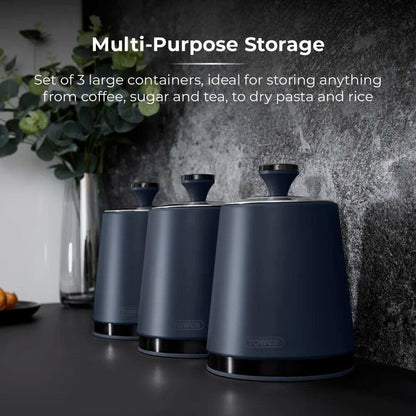 Tower Sera Bread Bin & Canisters Kitchen Storage Set (Midnight Blue) - Vibe Home
