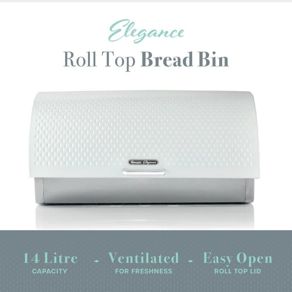 Swan Elegance Bread Bin & Canisters Kitchen Storage Set (White) - Vibe Home