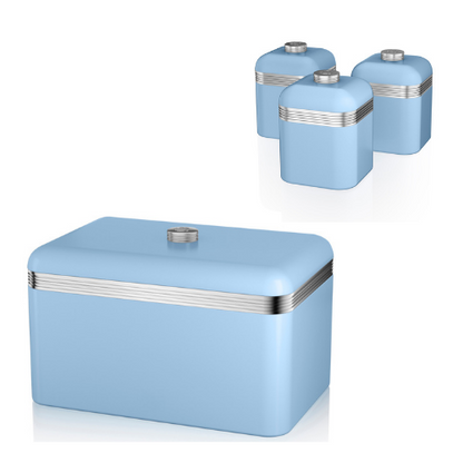 Swan Retro Bread Bin & Canisters Kitchen Storage Set (Blue) - Vibe Home