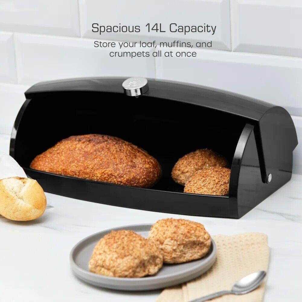 Swan Townhouse Kettle, 2 Slice Toaster, Bread Bin, Canisters Kitchen Set (Black) - Vibe Home