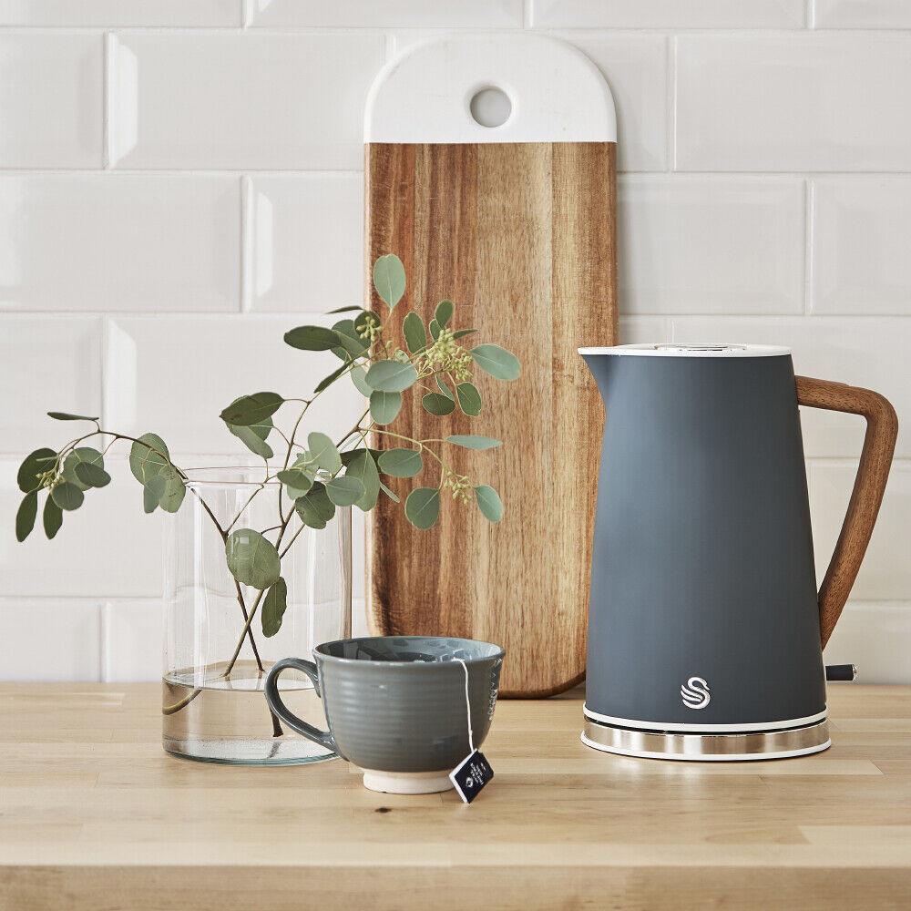 Swan Nordic Kettle & 4 Slice Toaster Kitchen Set (Grey) - Vibe Home