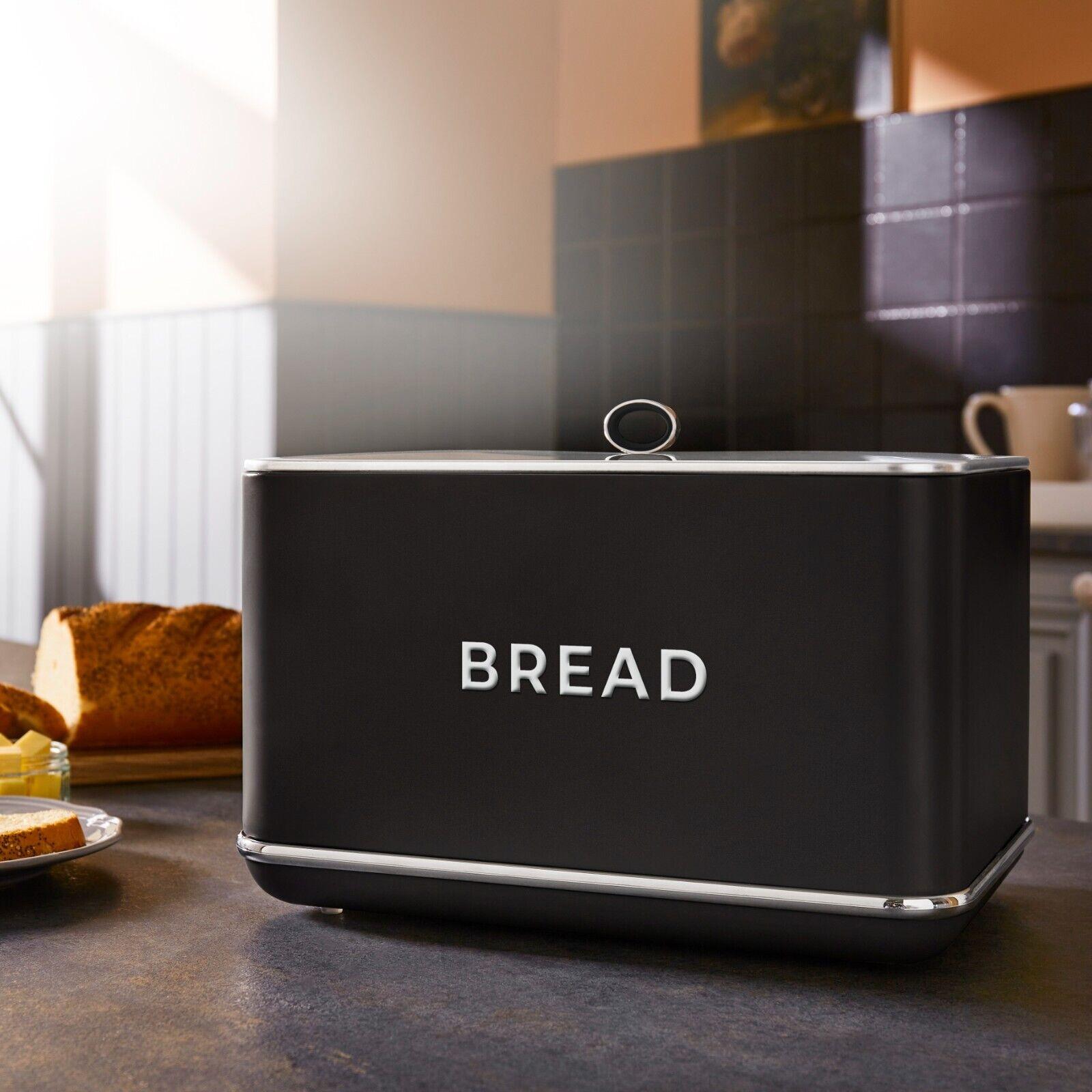 Tower Renaissance Bread Bin & Canisters Kitchen Storage Set (Black) - Vibe Home