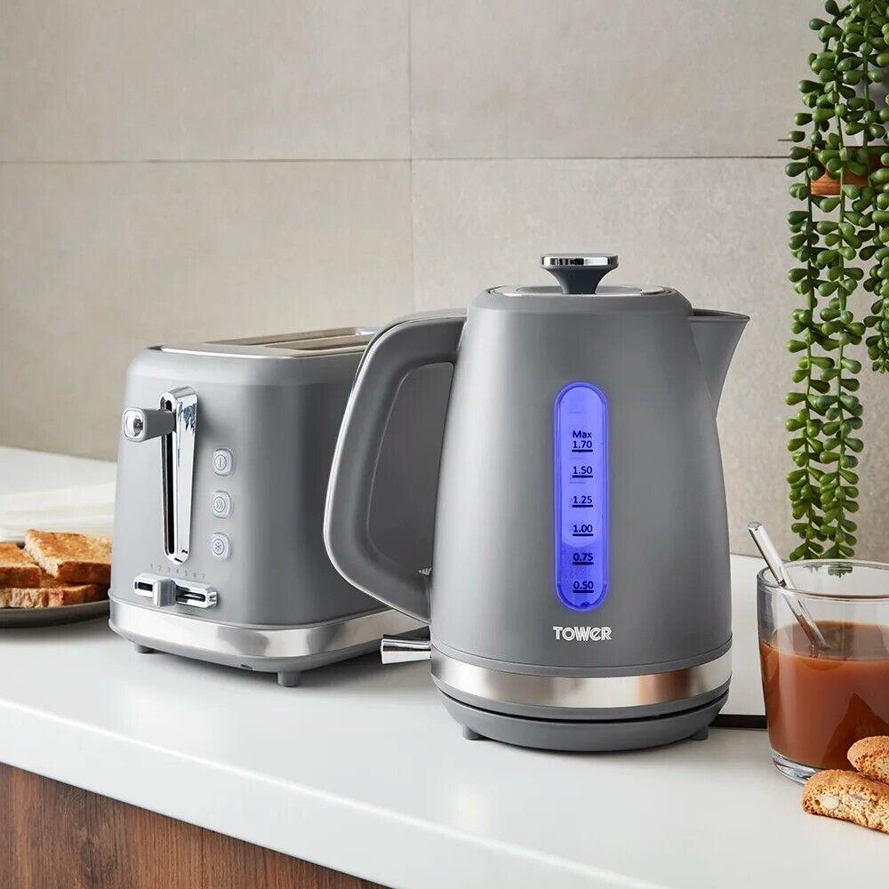Tower Odyssey Kettle & 2 Slice Toaster Kitchen Set (Grey) - Vibe Home