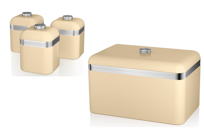 Swan Retro Bread Bin & Canisters Kitchen Storage Set (Cream) - Vibe Home