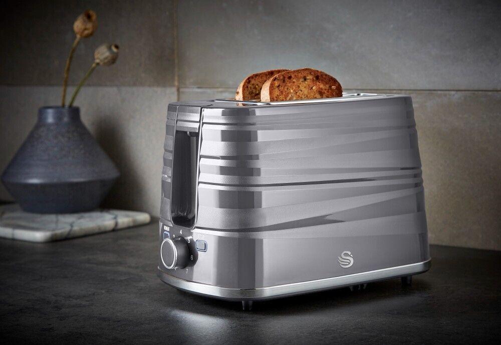 Swan Symphony Kettle & 2 Slice Toaster Kitchen Set (Grey) - Vibe Home