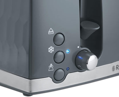 Russell Hobbs Honeycomb Kettle & 2 Slice Toaster Kitchen Set (Grey) - Vibe Home
